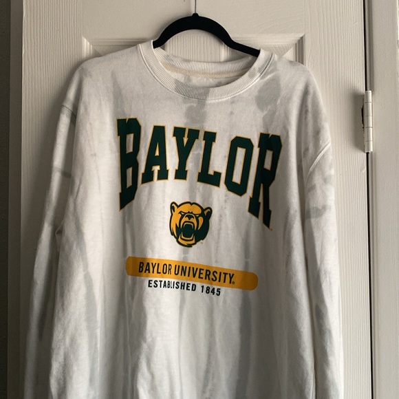 Baylor University crew sweatshirt white and gray shadow print size L - Picture 2 of 4